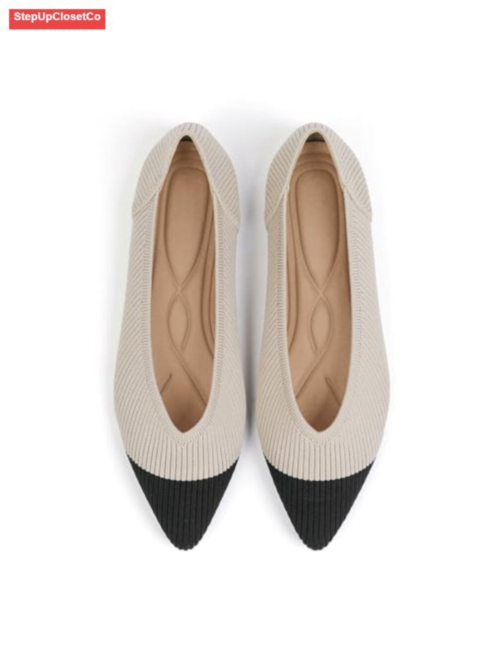 Women's Pointed Toe Knit Ballet Flats Slip On Comfortable Dressy Shoes